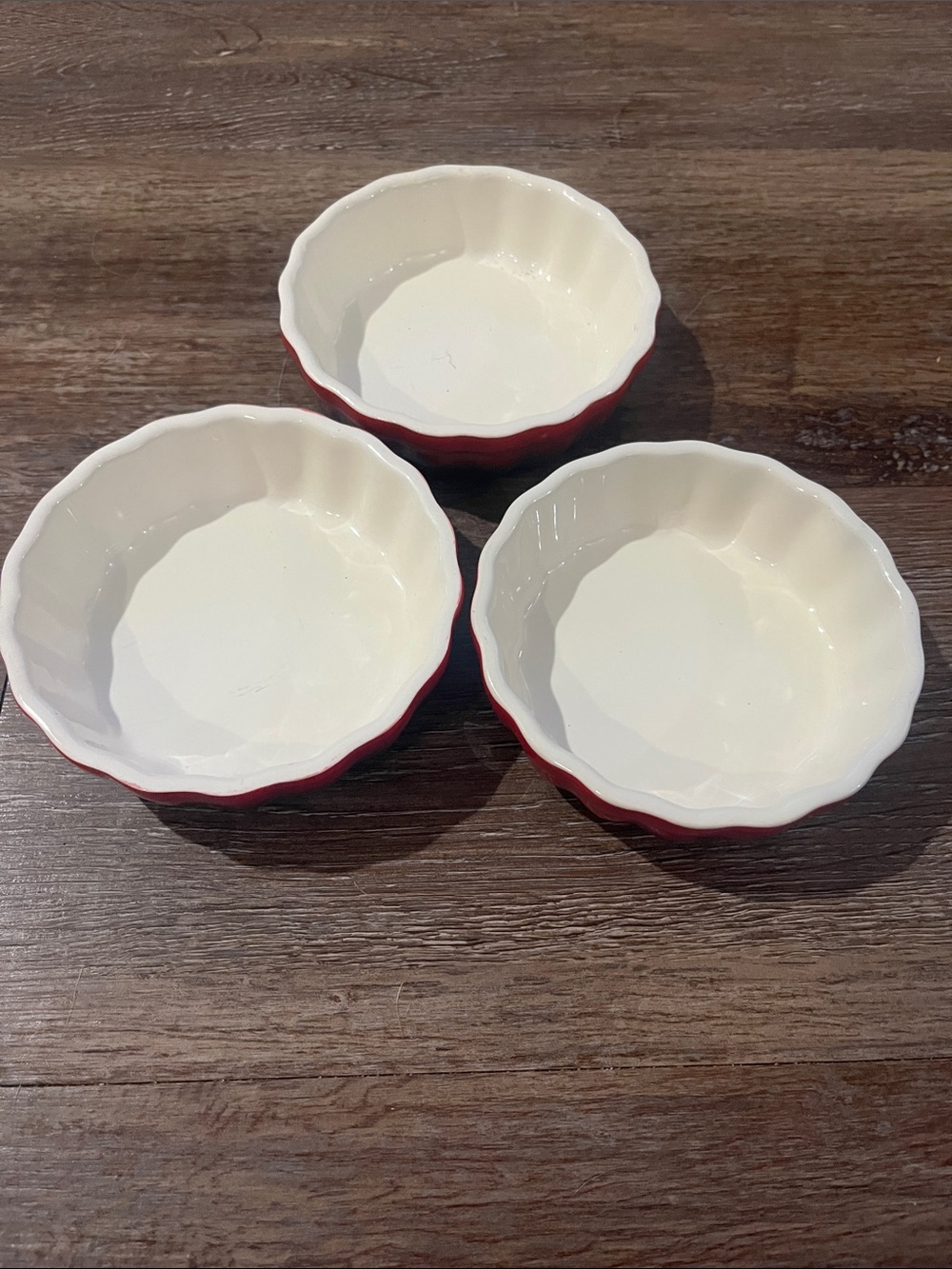 ROCQ Parisian Patisserie Set of 3 Red and White Ceramic Ramekins